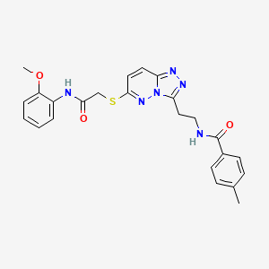molecular formula C24H24N6O3S B2955777 N-(2-(6-((2-((2-甲氧基苯基)氨基)-2-氧代乙基)硫)-[1,2,4]三唑并[4,3-b]哒嗪-3-基)乙基)-4-甲基苯甲酰胺 CAS No. 872994-76-8
