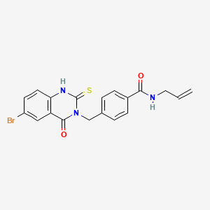 molecular formula C19H16BrN3O2S B2955778 4-[(6-溴-4-氧代-2-硫代亚基-1H-喹唑啉-3-基)甲基]-N-丙-2-烯基苯甲酰胺 CAS No. 422286-98-4