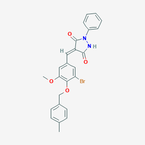 molecular formula C25H21BrN2O4 B295579 (4E)-4-{3-bromo-5-methoxy-4-[(4-methylbenzyl)oxy]benzylidene}-1-phenylpyrazolidine-3,5-dione 
