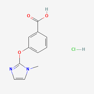 molecular formula C11H11ClN2O3 B2955791 3-((1-Methyl-1H-imidazol-2-yl)oxy)benzoic acid hydrochloride CAS No. 2126178-53-6