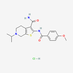 molecular formula C19H24ClN3O3S B2955792 6-Isopropyl-2-(4-methoxybenzamido)-4,5,6,7-tetrahydrothieno[2,3-c]pyridine-3-carboxamide hydrochloride CAS No. 1219178-16-1