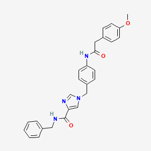 molecular formula C27H26N4O3 B2955796 N-苄基-1-(4-(2-(4-甲氧基苯基)乙酰氨基)苄基)-1H-咪唑-4-甲酰胺 CAS No. 1251709-40-6