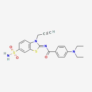 molecular formula C21H22N4O3S2 B2955797 4-(二乙氨基)-N-(3-丙-2-炔基-6-磺酰氨基-1,3-苯并噻唑-2-亚基)苯甲酰胺 CAS No. 865182-59-8