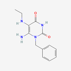 molecular formula C13H16N4O2 B2955800 6-氨基-1-苄基-5-(乙氨基)嘧啶-2,4(1h,3h)-二酮 CAS No. 565193-15-9