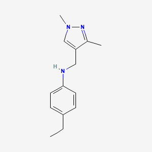 B2955806 N-((1,3-Dimethyl-1H-pyrazol-4-yl)methyl)-4-ethylaniline CAS No. 1006340-65-3
