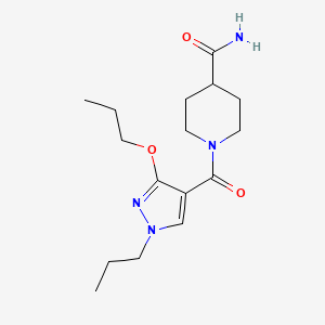 molecular formula C16H26N4O3 B2955809 1-(3-丙氧基-1-丙基-1H-吡唑-4-羰基)哌啶-4-甲酰胺 CAS No. 1013766-10-3