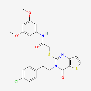 molecular formula C24H22ClN3O4S2 B2955820 2-({3-[2-(4-氯苯基)乙基]-4-氧代-3H,4H-噻吩并[3,2-d]嘧啶-2-基}硫代)-N-(3,5-二甲氧苯基)乙酰胺 CAS No. 2097937-84-1