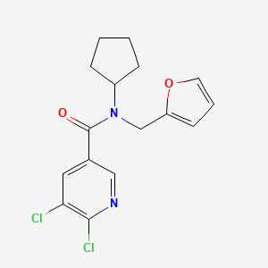 molecular formula C16H16Cl2N2O2 B2955821 5,6-dichloro-N-cyclopentyl-N-[(furan-2-yl)methyl]pyridine-3-carboxamide CAS No. 1445686-90-7