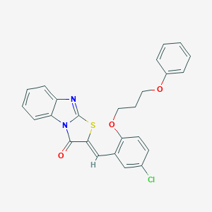 molecular formula C25H19ClN2O3S B295583 2-[5-chloro-2-(3-phenoxypropoxy)benzylidene][1,3]thiazolo[3,2-a]benzimidazol-3(2H)-one 