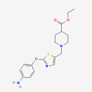 molecular formula C18H23N3O3S B2955835 Ethyl 1-{[2-(4-aminophenoxy)-1,3-thiazol-5-yl]methyl}-4-piperidinecarboxylate CAS No. 860610-23-7
