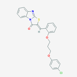 molecular formula C25H19ClN2O3S B295584 2-{2-[3-(4-chlorophenoxy)propoxy]benzylidene}[1,3]thiazolo[3,2-a]benzimidazol-3(2H)-one 