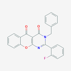 molecular formula C24H15FN2O3 B2955845 3-benzyl-2-(2-fluorophenyl)-3H-chromeno[2,3-d]pyrimidine-4,5-dione CAS No. 883954-80-1