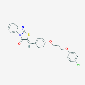 molecular formula C25H19ClN2O3S B295586 (2Z)-2-{4-[3-(4-chlorophenoxy)propoxy]benzylidene}[1,3]thiazolo[3,2-a]benzimidazol-3(2H)-one 