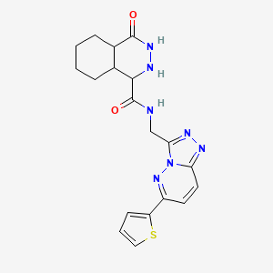 molecular formula C19H13N7O2S B2955862 4-oxo-N-[(6-thiophen-2-yl-[1,2,4]triazolo[4,3-b]pyridazin-3-yl)methyl]-2,3,4a,5,6,7,8,8a-octahydro-1H-phthalazine-1-carboxamide CAS No. 2034526-91-3