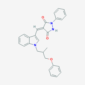 molecular formula C28H25N3O3 B295587 4-{[1-(2-methyl-3-phenoxypropyl)-1H-indol-3-yl]methylene}-1-phenyl-3,5-pyrazolidinedione 