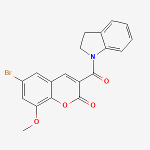 molecular formula C19H14BrNO4 B2955871 6-bromo-3-(indoline-1-carbonyl)-8-methoxy-2H-chromen-2-one CAS No. 833433-89-9