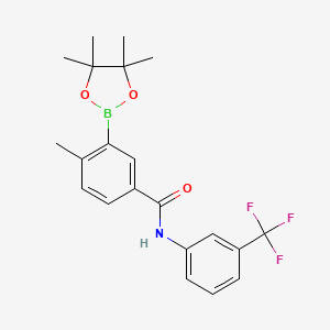 molecular formula C21H23BF3NO3 B2955894 4-甲基-3-(4,4,5,5-四甲基-1,3,2-二氧杂硼环-2-基)-N-(3-(三氟甲基)苯基)苯甲酰胺 CAS No. 882678-81-1