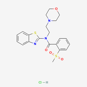 molecular formula C21H24ClN3O4S2 B2955895 N-(benzo[d]thiazol-2-yl)-2-(methylsulfonyl)-N-(2-morpholinoethyl)benzamide hydrochloride CAS No. 1215674-18-2