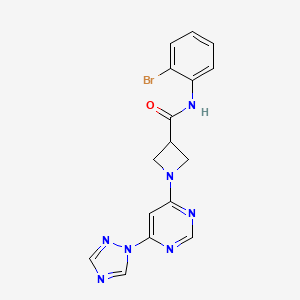 molecular formula C16H14BrN7O B2955896 1-(6-(1H-1,2,4-三唑-1-基)嘧啶-4-基)-N-(2-溴苯基)氮杂环丁-3-甲酰胺 CAS No. 2034360-27-3