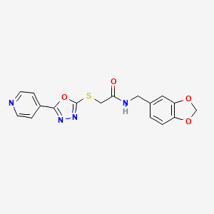 molecular formula C17H14N4O4S B2955898 N-(1,3-benzodioxol-5-ylmethyl)-2-[(5-pyridin-4-yl-1,3,4-oxadiazol-2-yl)sulfanyl]acetamide CAS No. 899988-92-2