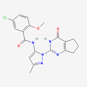 5-chloro-2-methoxy-N-(3-methyl-1-(4-oxo-4,5,6,7-tetrahydro-3H-cyclopenta[d]pyrimidin-2-yl)-1H-pyrazol-5-yl)benzamide