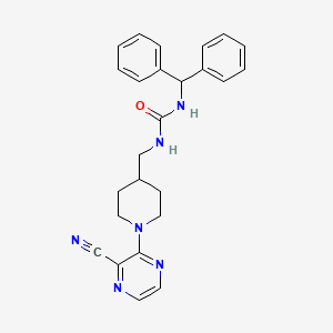 molecular formula C25H26N6O B2955910 1-Benzhydryl-3-((1-(3-cyanopyrazin-2-yl)piperidin-4-yl)methyl)urea CAS No. 1797956-65-0