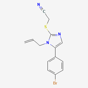 molecular formula C14H12BrN3S B2955913 2-((1-烯丙基-5-(4-溴苯基)-1H-咪唑-2-基)硫代)乙腈 CAS No. 1206993-46-5