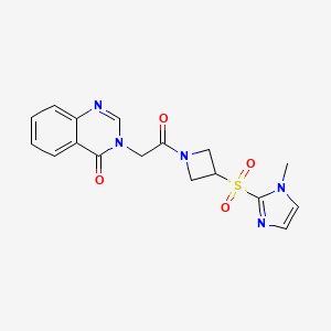 molecular formula C17H17N5O4S B2955916 3-(2-(3-((1-methyl-1H-imidazol-2-yl)sulfonyl)azetidin-1-yl)-2-oxoethyl)quinazolin-4(3H)-one CAS No. 2320666-32-6