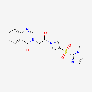 molecular formula C17H17N5O4S B2955916 3-(2-{3-[(1-methyl-1H-imidazol-2-yl)sulfonyl]azetidin-1-yl}-2-oxoethyl)-3,4-dihydroquinazolin-4-one CAS No. 2320666-32-6