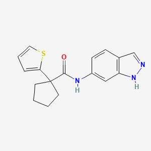 molecular formula C17H17N3OS B2955919 N-(1H-indazol-6-yl)-1-(thiophen-2-yl)cyclopentanecarboxamide CAS No. 1219912-51-2