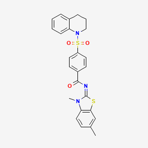 molecular formula C25H23N3O3S2 B2955920 (E)-4-((3,4-dihydroquinolin-1(2H)-yl)sulfonyl)-N-(3,6-dimethylbenzo[d]thiazol-2(3H)-ylidene)benzamide CAS No. 399000-35-2