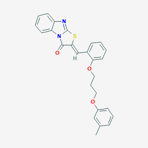 molecular formula C26H22N2O3S B295593 2-{2-[3-(3-methylphenoxy)propoxy]benzylidene}[1,3]thiazolo[3,2-a]benzimidazol-3(2H)-one 