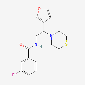 molecular formula C17H19FN2O2S B2955930 3-氟-N-(2-(呋喃-3-基)-2-硫代吗啉乙基)苯甲酰胺 CAS No. 2034572-79-5