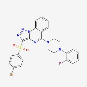molecular formula C25H20BrFN6O2S B2955933 3-((4-Bromophenyl)sulfonyl)-5-(4-(2-fluorophenyl)piperazin-1-yl)-[1,2,3]triazolo[1,5-a]quinazoline CAS No. 899348-68-6