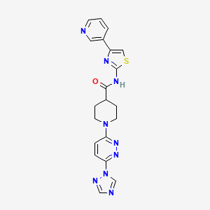 molecular formula C20H19N9OS B2955940 1-(6-(1H-1,2,4-triazol-1-yl)pyridazin-3-yl)-N-(4-(pyridin-3-yl)thiazol-2-yl)piperidine-4-carboxamide CAS No. 1705684-25-8