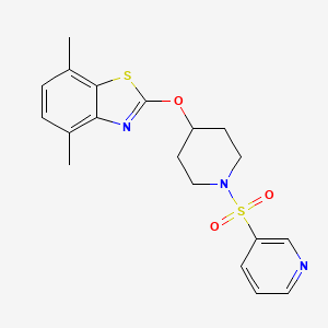 molecular formula C19H21N3O3S2 B2955941 4,7-Dimethyl-2-((1-(pyridin-3-ylsulfonyl)piperidin-4-yl)oxy)benzo[d]thiazole CAS No. 1286718-51-1