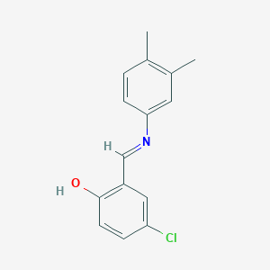 molecular formula C15H14ClNO B2955943 4-chloro-2-{(E)-[(3,4-dimethylphenyl)imino]methyl}phenol CAS No. 340990-74-1