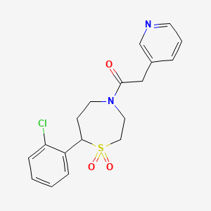 molecular formula C18H19ClN2O3S B2955945 1-(7-(2-Chlorophenyl)-1,1-dioxido-1,4-thiazepan-4-yl)-2-(pyridin-3-yl)ethanone CAS No. 2034531-23-0