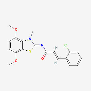 molecular formula C19H17ClN2O3S B2955948 (2E,NZ)-3-(2-chlorophenyl)-N-(4,7-dimethoxy-3-methylbenzo[d]thiazol-2(3H)-ylidene)acrylamide CAS No. 1321814-17-8