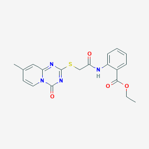 Ethyl 2-[[2-(8-methyl-4-oxopyrido[1,2-a][1,3,5]triazin-2-yl)sulfanylacetyl]amino]benzoate