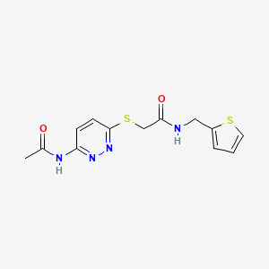 molecular formula C13H14N4O2S2 B2955951 2-((6-acetamidopyridazin-3-yl)thio)-N-(thiophen-2-ylmethyl)acetamide CAS No. 1021060-65-0