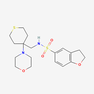 molecular formula C18H26N2O4S2 B2955957 N-[(4-Morpholin-4-ylthian-4-yl)methyl]-2,3-dihydro-1-benzofuran-5-sulfonamide CAS No. 2380099-59-0