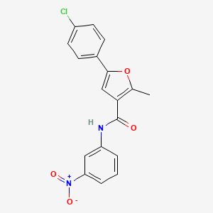 molecular formula C18H13ClN2O4 B2955958 5-(4-chlorophenyl)-2-methyl-N-(3-nitrophenyl)furan-3-carboxamide CAS No. 883044-28-8