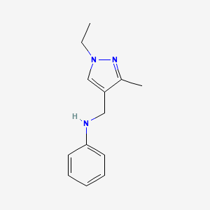molecular formula C13H17N3 B2955963 N-((1-Ethyl-3-methyl-1H-pyrazol-4-yl)methyl)aniline CAS No. 1006352-95-9