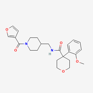 molecular formula C24H30N2O5 B2955966 N-((1-(呋喃-3-羰基)哌啶-4-基)甲基)-4-(2-甲氧基苯基)四氢-2H-吡喃-4-甲酰胺 CAS No. 1421483-06-8