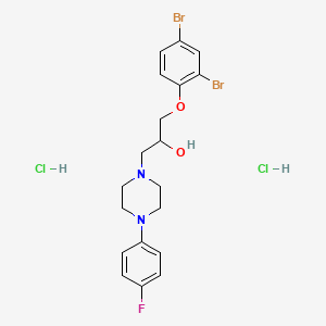 molecular formula C19H23Br2Cl2FN2O2 B2955974 1-(2,4-Dibromophenoxy)-3-(4-(4-fluorophenyl)piperazin-1-yl)propan-2-ol dihydrochloride CAS No. 1189861-45-7
