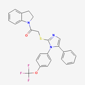 molecular formula C26H20F3N3O2S B2955978 1-(吲哚-1-基)-2-((5-苯基-1-(4-(三氟甲氧基)苯基)-1H-咪唑-2-基)硫代)乙酮 CAS No. 1226440-84-1