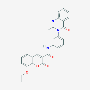 molecular formula C27H21N3O5 B2955982 8-ethoxy-N-(3-(2-methyl-4-oxoquinazolin-3(4H)-yl)phenyl)-2-oxo-2H-chromene-3-carboxamide CAS No. 903310-11-2