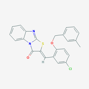molecular formula C24H17ClN2O2S B295599 2-{5-chloro-2-[(3-methylbenzyl)oxy]benzylidene}[1,3]thiazolo[3,2-a]benzimidazol-3(2H)-one 