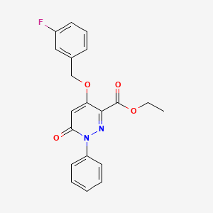 molecular formula C20H17FN2O4 B2956001 Ethyl 4-[(3-fluorophenyl)methoxy]-6-oxo-1-phenylpyridazine-3-carboxylate CAS No. 886952-26-7